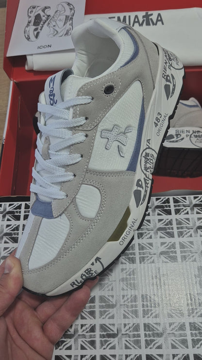 Premiata Mase Grey and White Sneakers