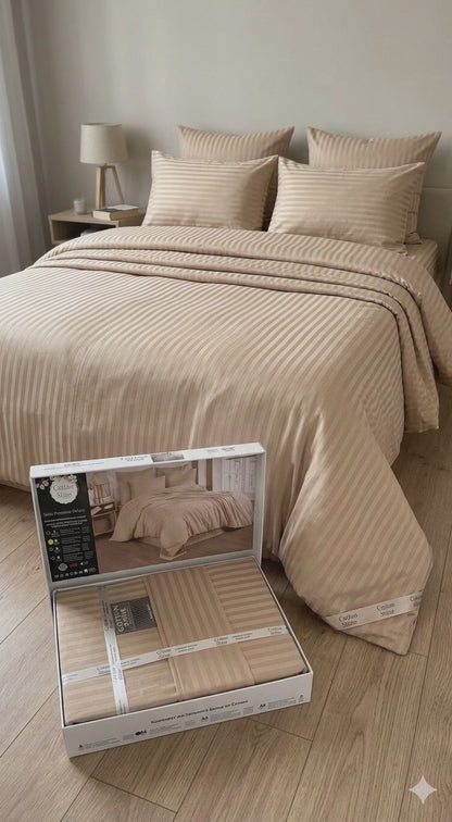 Deluxe saten pamuk posteljina set 4/1 uključuje: plahtu 240x240cm, navlaku 220x200cm i dvije jastučnice 50x70cm