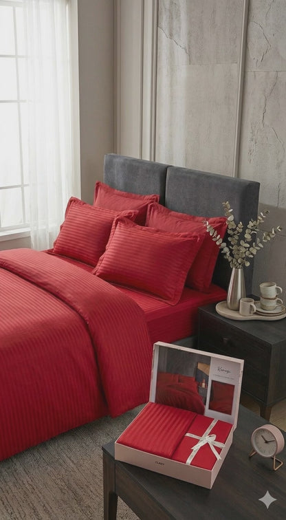 Luksuzna Clasy Saten Stripes posteljina (SET 7/1 uključuje: dvije navlake za jorgan 160x220cm, plahtu 240x260cm, 4 jastučnice (dvije 50x70cm i dvije 70x70cm).)