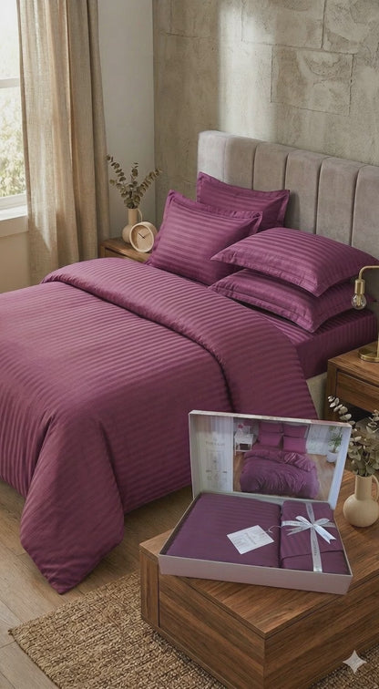 PREMIUM SATEN PAMUK POSTELJINA SET 6/1 – Luksuz koji se osjeti 🌙✨ (plahta 240x260cm, navlaka 220x200cm i 4 jastučnice 50x70cm)