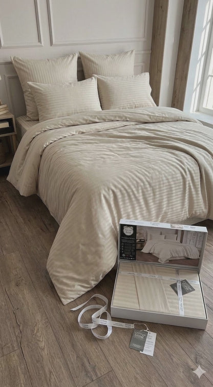Deluxe saten pamuk posteljina set 4/1 uključuje: plahtu 260x240cm, navlaku 220x200cm i dvije jastučnice 50x70cm