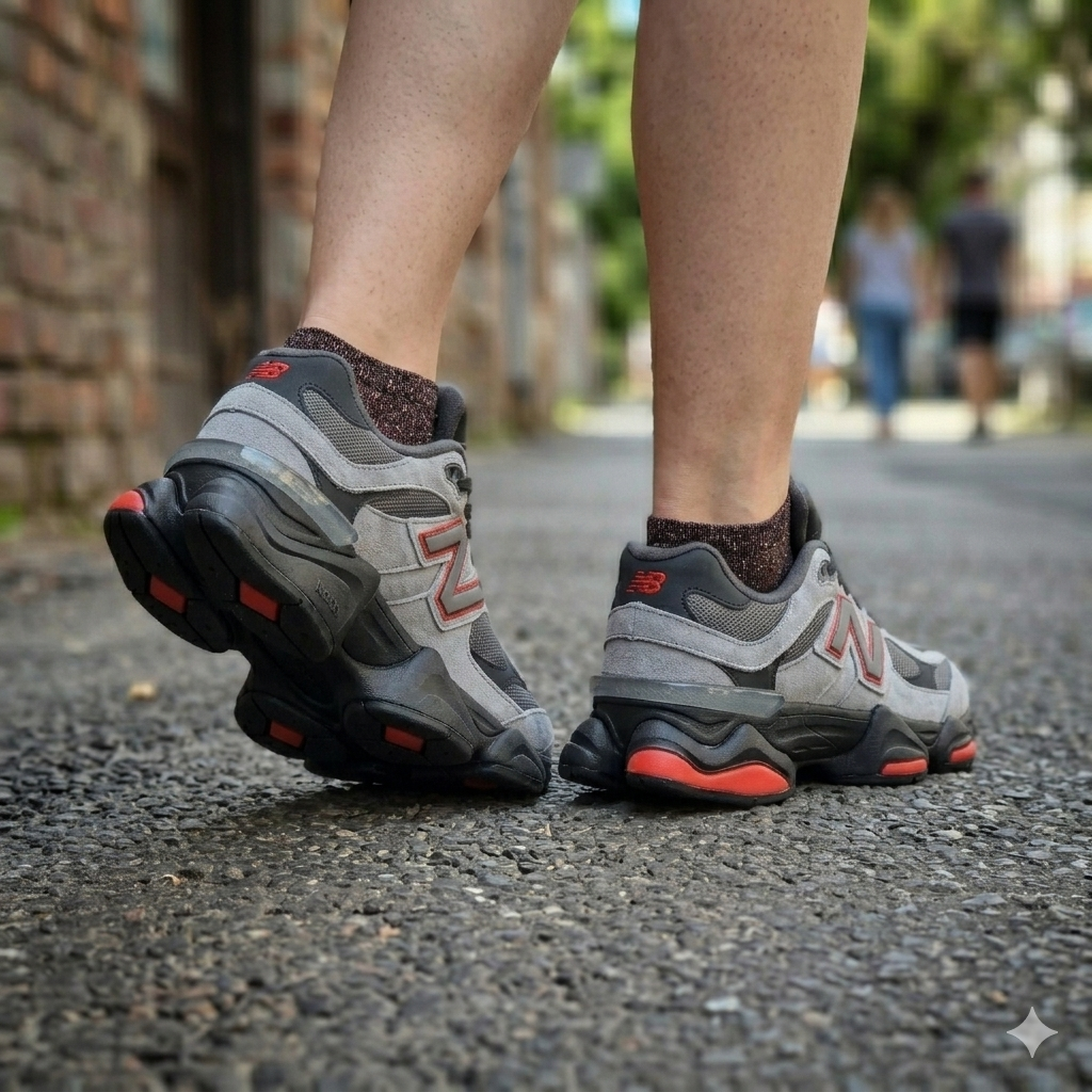 New Balance 9060 Dark Rock with Magnet and Red