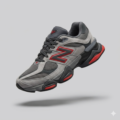 New Balance 9060 Dark Rock with Magnet and Red