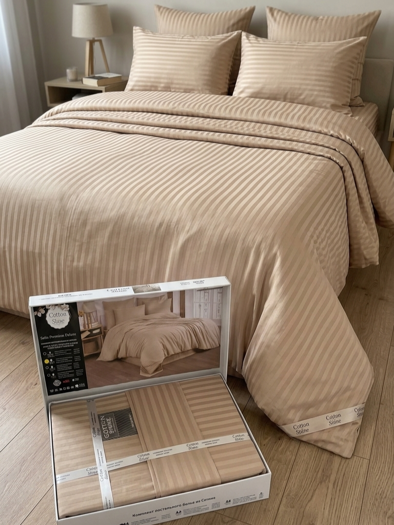 Deluxe saten pamuk posteljina set 4/1 uključuje: plahtu 240x240cm, navlaku 220x200cm i dvije jastučnice 50x70cm