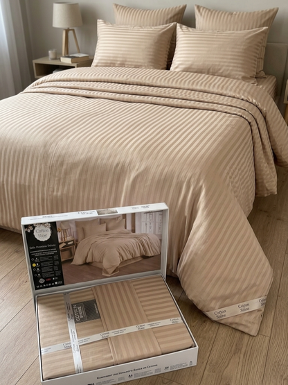 Deluxe saten pamuk posteljina set 4/1 uključuje: plahtu 240x240cm, navlaku 220x200cm i dvije jastučnice 50x70cm