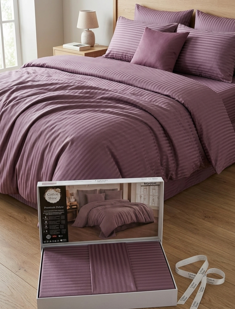 Deluxe saten pamuk posteljina set 4/1 uključuje: plahtu 260x240cm, navlaku 220x200cm i dvije jastučnice 50x70cm