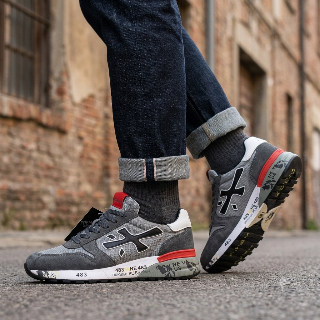 Premiata Muške Patike – Urbani Streetstyle (Sivo-Crvene)