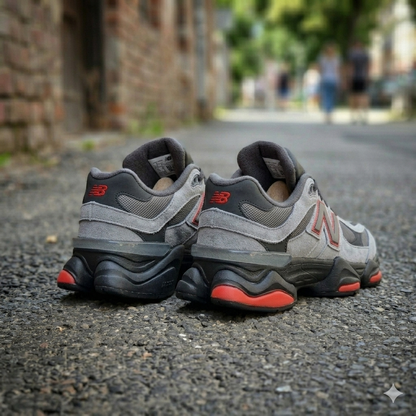 New Balance 9060 Dark Rock with Magnet and Red