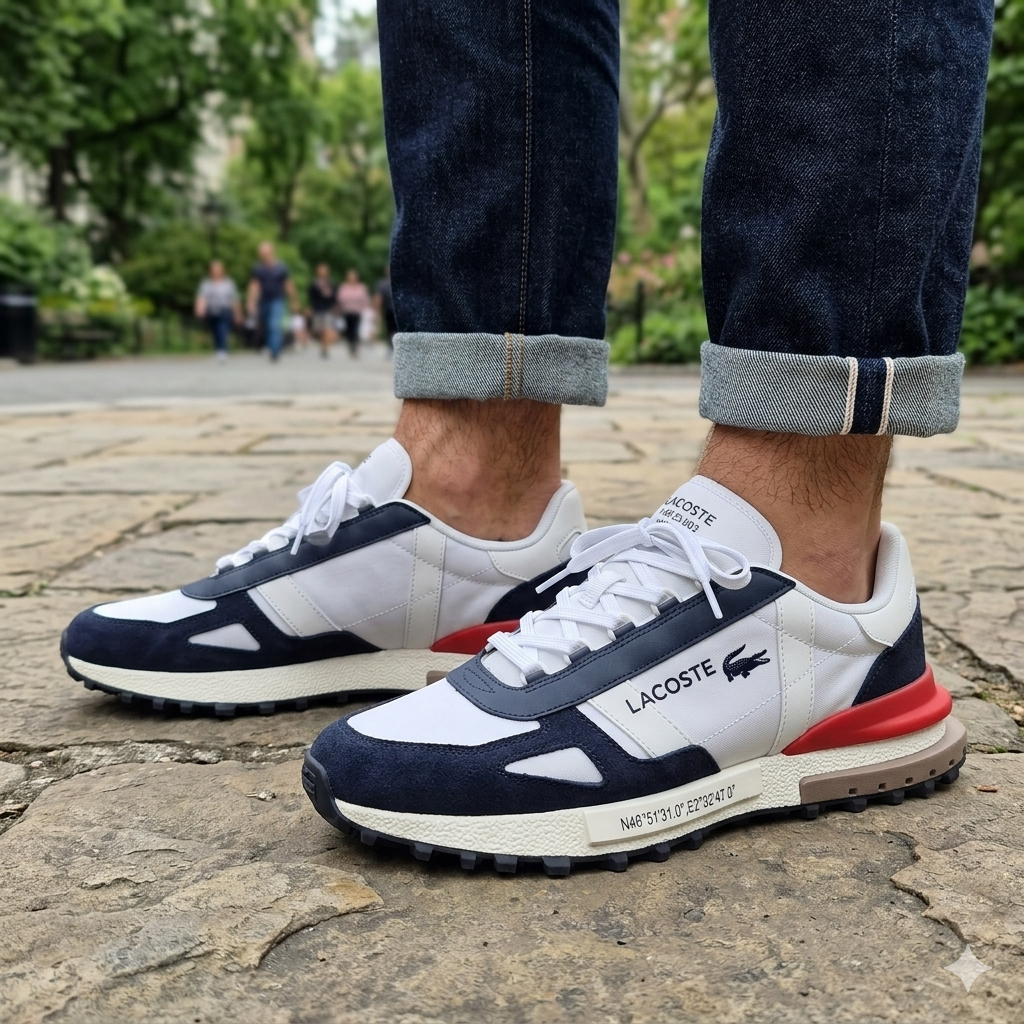 Lacoste Sport Retro Sneakers – White/Navy/Red