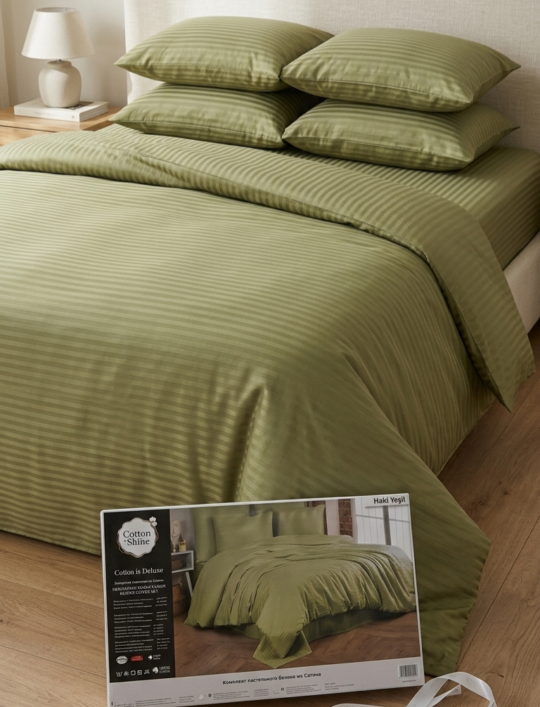 Deluxe saten pamuk posteljina set 4/1 uključuje: plahtu 240x240cm, navlaku 220x200cm i dvije jastučnice 50x70cm