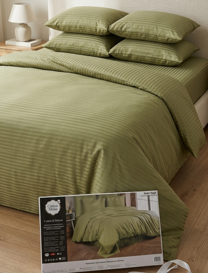 Deluxe saten pamuk posteljina set 4/1 uključuje: plahtu 240x240cm, navlaku 220x200cm i dvije jastučnice 50x70cm