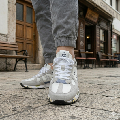 Premiata Mase Grey and White Sneakers