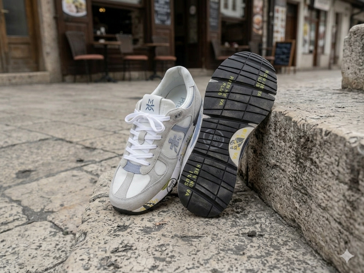 Premiata Mase Grey and White Sneakers