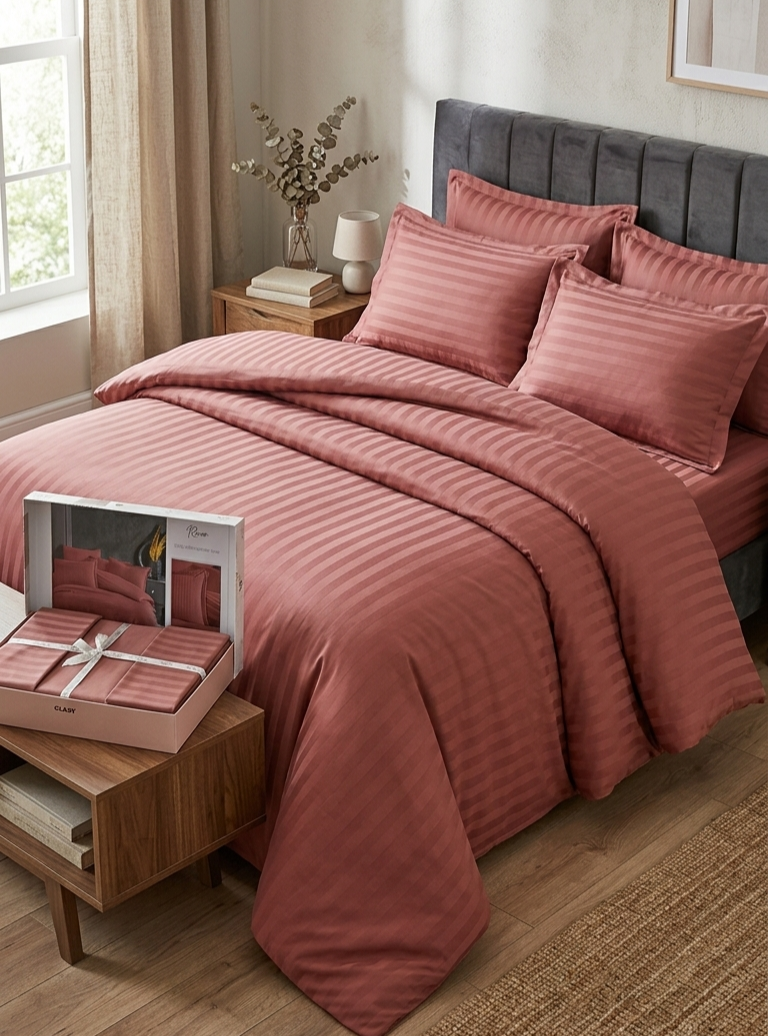 Luksuzna Clasy Saten Stripes posteljina (SET 7/1 uključuje: dvije navlake za jorgan 160x220cm, plahtu 240x260cm, 4 jastučnice (dvije 50x70cm i dvije 70x70cm).)