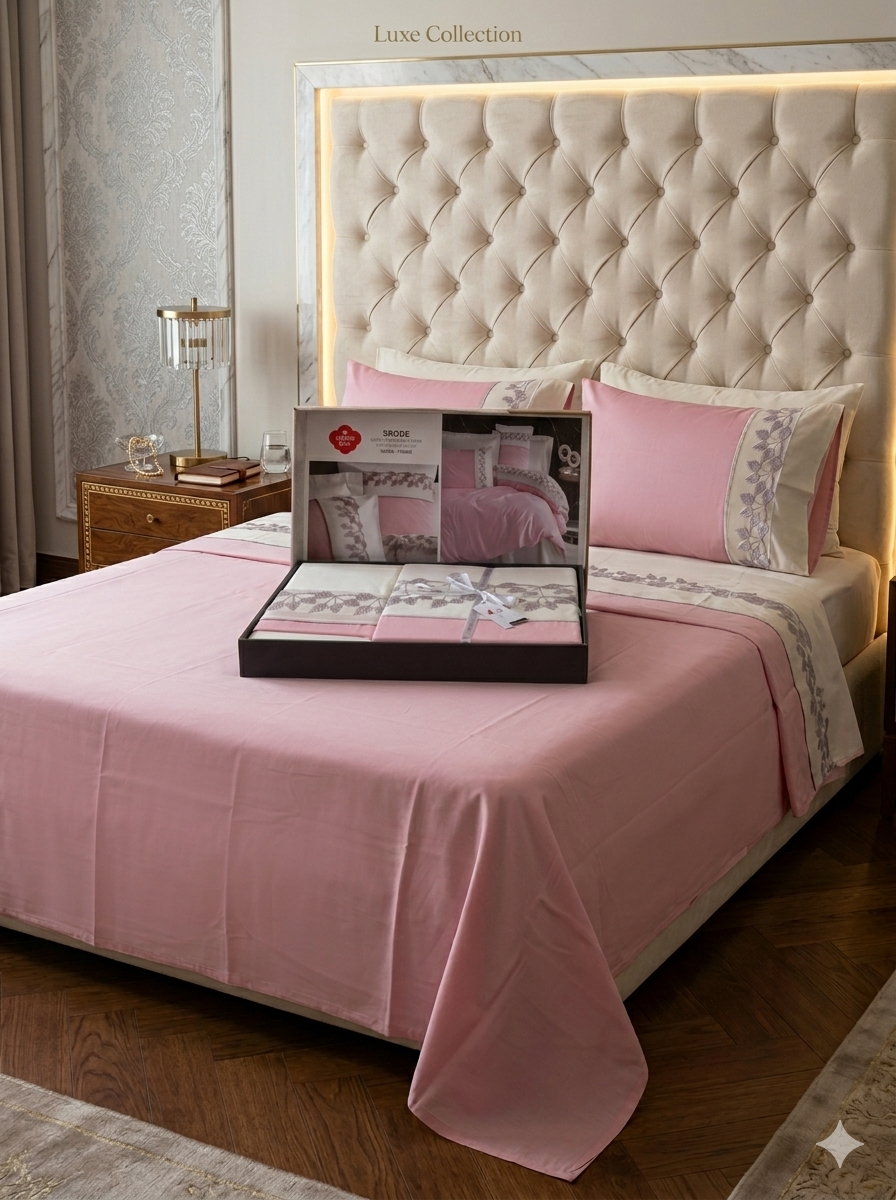 Luksuzna 100% saten  pamuk posteljina set 6/1 – uključuje plahtu 240x260, navlaku 220x200 i 4 jastučnice 50x70