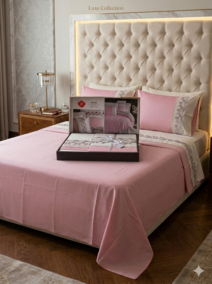 Luksuzna 100% saten  pamuk posteljina set 6/1 – uključuje plahtu 240x260, navlaku 220x200 i 4 jastučnice 50x70