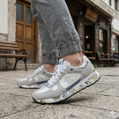 Premiata Mase Grey and White Sneakers