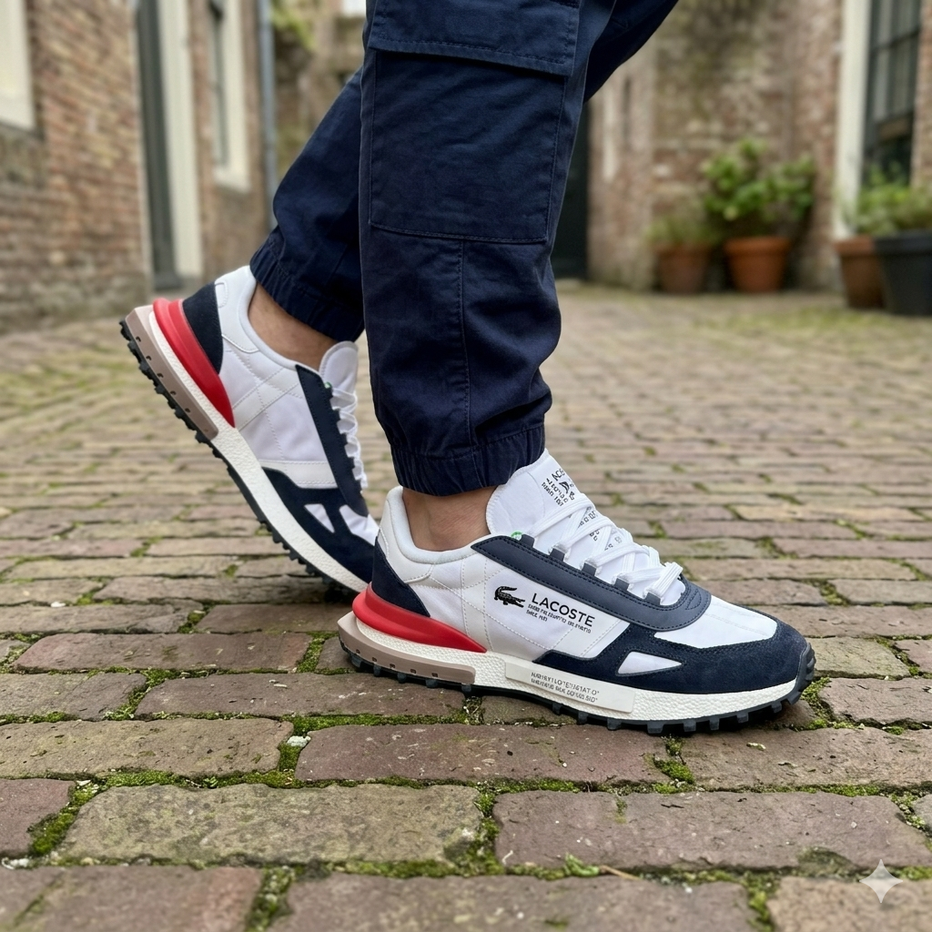 Lacoste Sport Retro Sneakers – White/Navy/Red