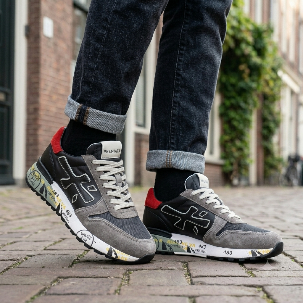 Muške Premiata patike – Black/Grey/Red