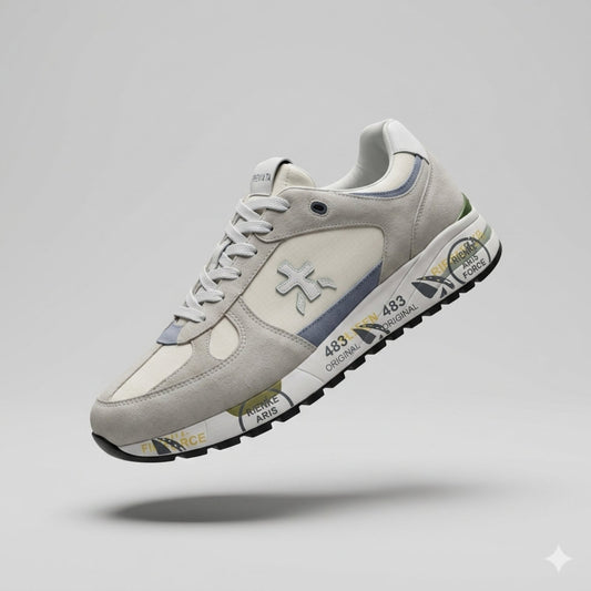 Premiata Mase Grey and White Sneakers